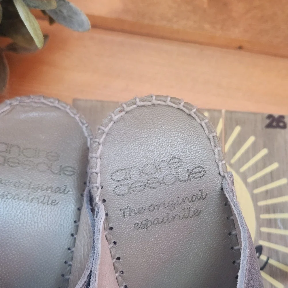 Andre Assous Espadrilles Slide On Mule Sandals Platform Wedge Jute Leather‎ Sz 7